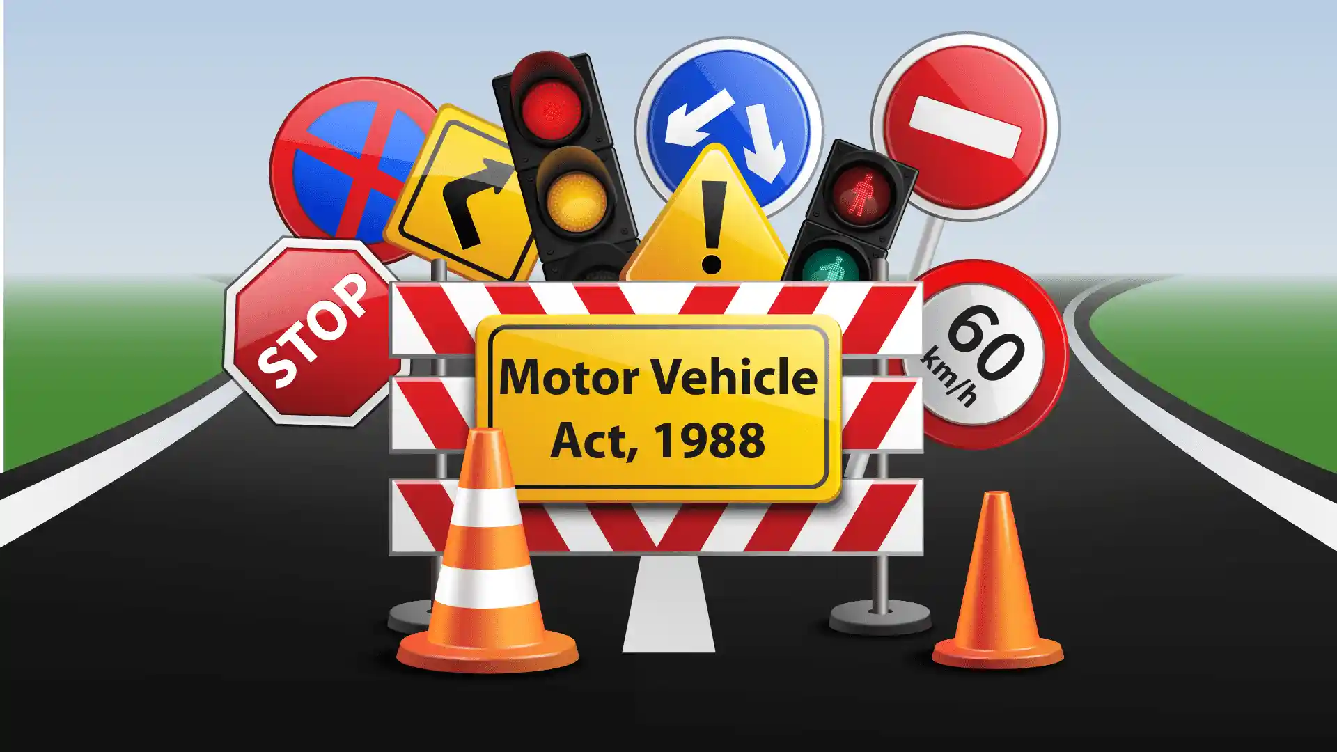 In this image there are many sign of the Motor vehicles act ,1988